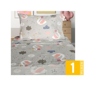 Juego de sábanas infantil 1 plaza 144 hilos Swan
