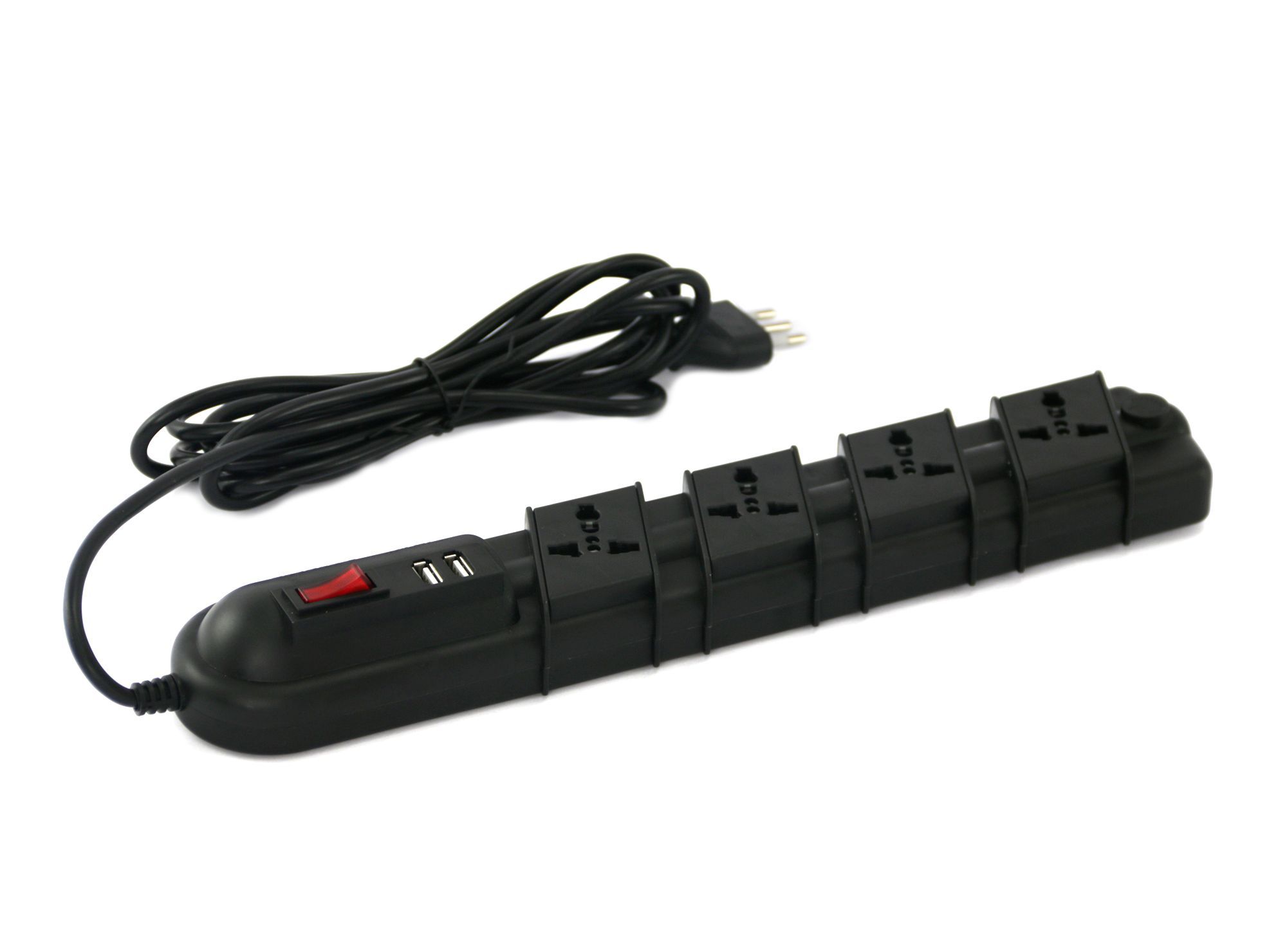 Alargador multinorma 4 posiciones 3 m 2 USB negro Rittig