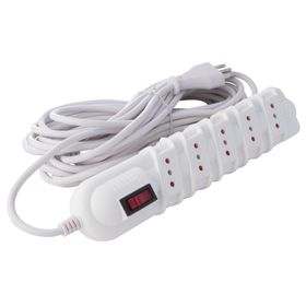Alargador con interruptor 250 volt 2200 watts 5 posiciones 10 mt blanco Rittig