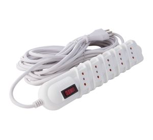 Alargador con interruptor 250 volt 2200 watts 5 posiciones 10 mt blanco Rittig