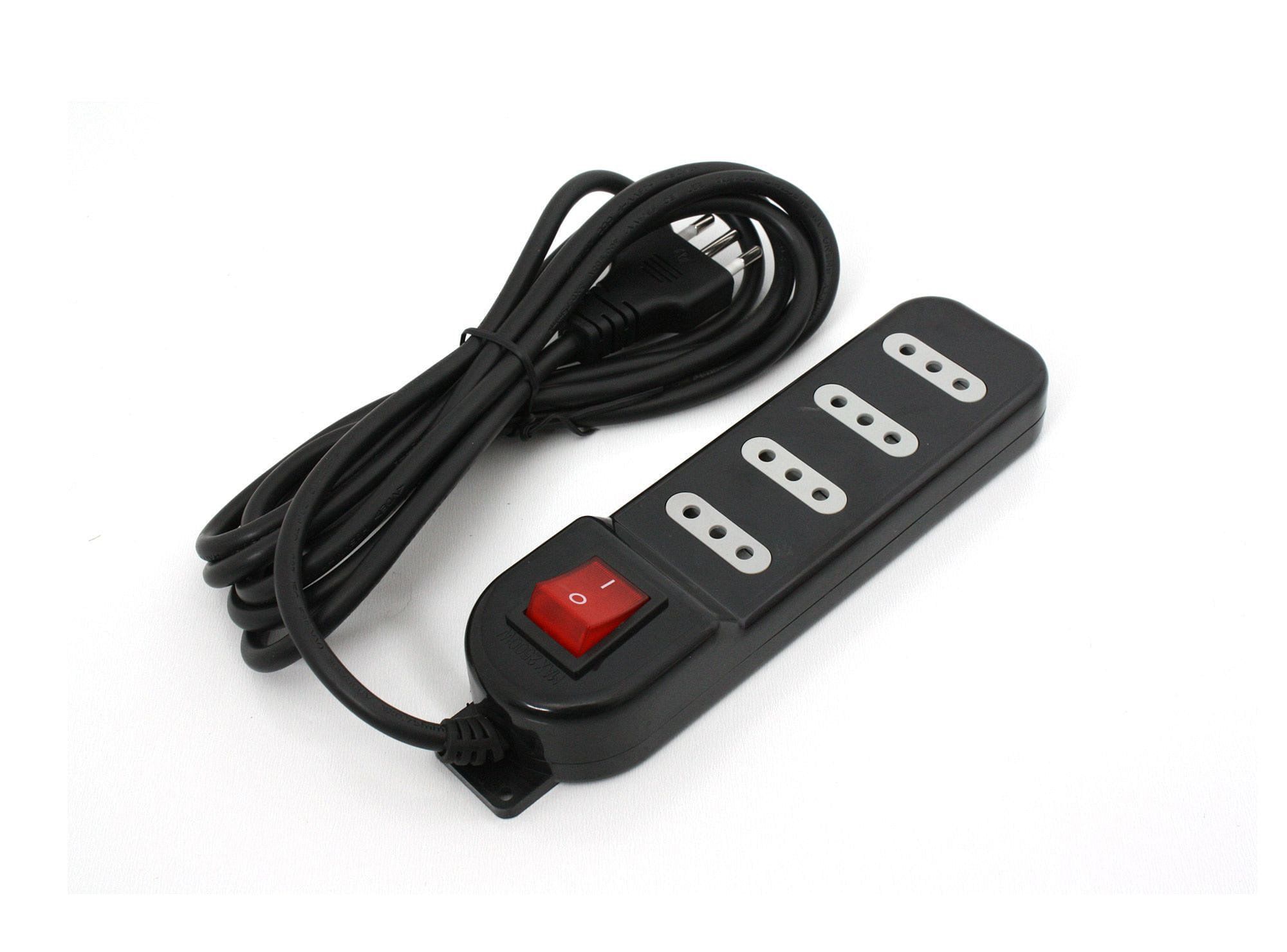 Alargador interruptor 4 posiciones 3 m negro Macrotel