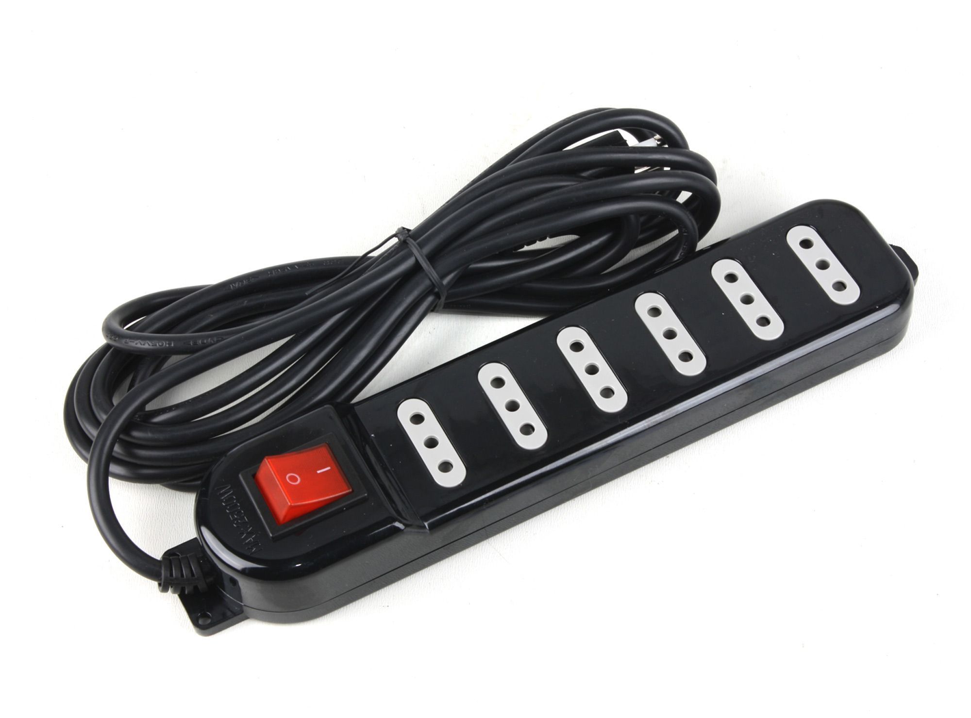 Alargador múltiple 3 mt switch 6 posiciones negro Macrotel