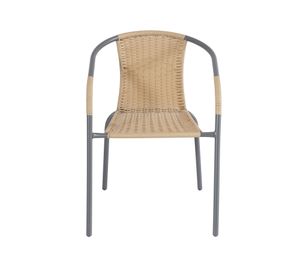 Silla símil ratán café claro Outzen