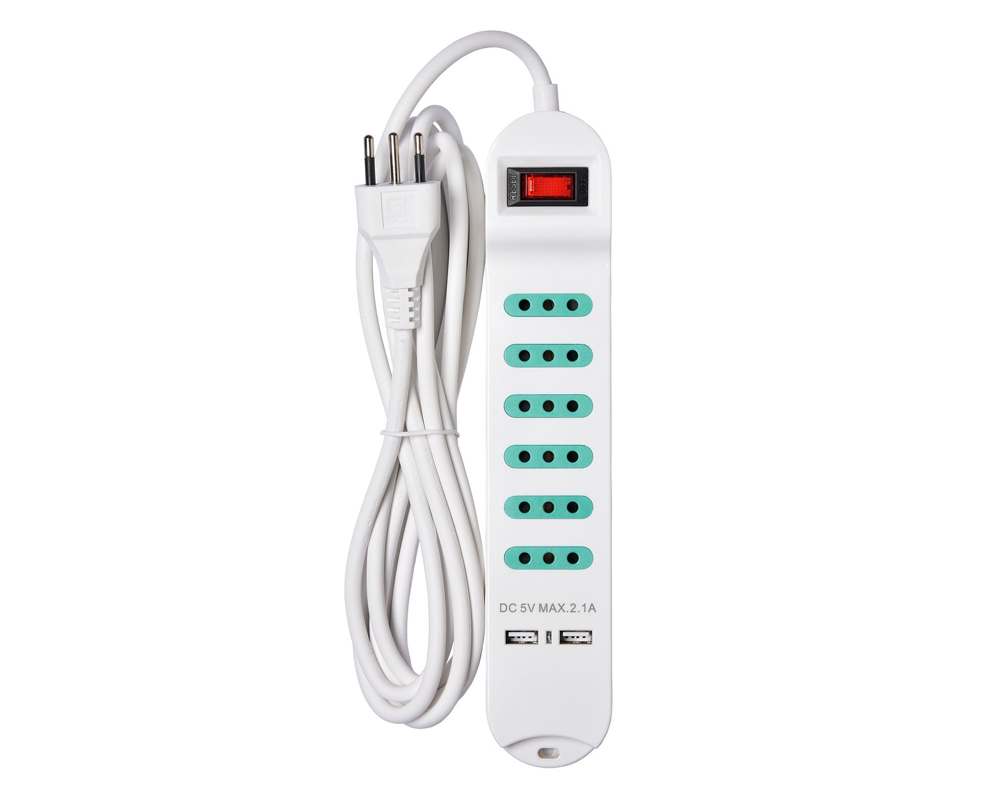 Alargador con interruptor 6 posiciones 3 m blanco Schneider
