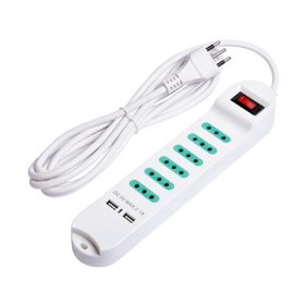 Alargador con interruptor 6 posiciones 3 m blanco Schneider