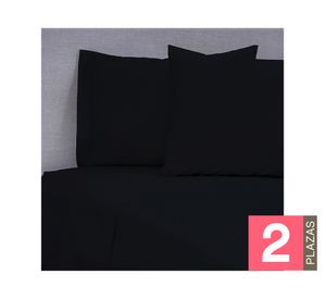 Juego de sábanas 2 plazas 144 hilos negro