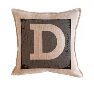Cojín 45x45 cm Letra fondo gris D arena