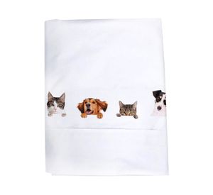 Juego de sábanas 1 plaza 200H Animal friend blanco