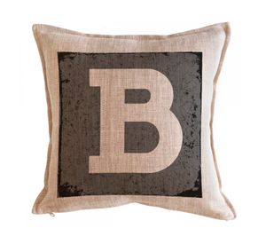 Cojín 45x45 cm Letra fondo gris B arena