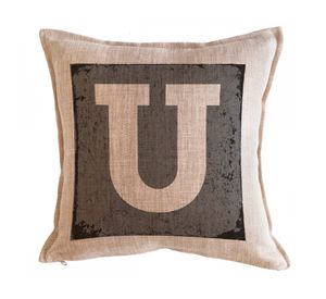 Cojín 45x45 cm Letra fondo gris U arena
