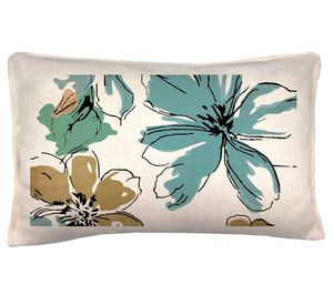 Cojín 50x30 cm Flores menta crudo