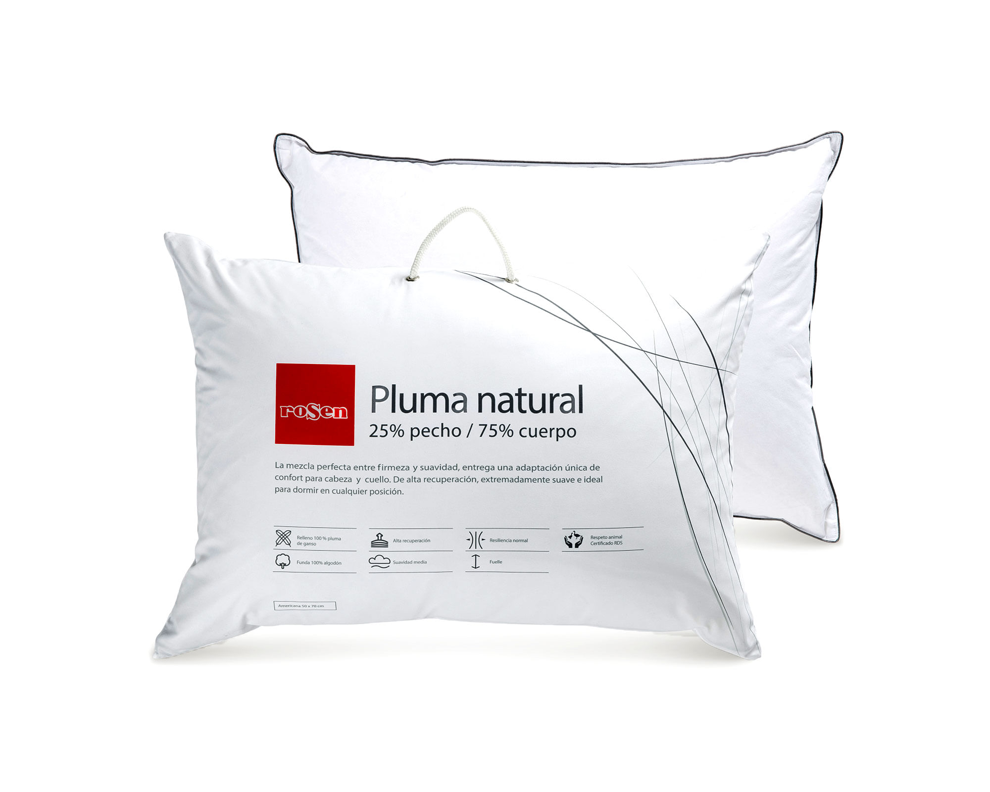 Rosen Almohada americana 50x70 cm Pluma natural blanco