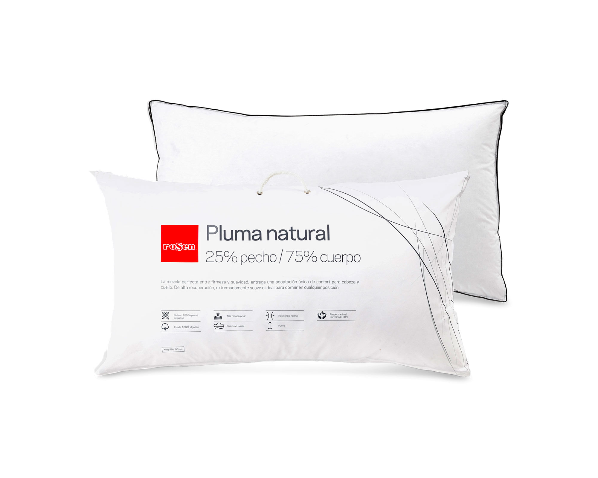 Rosen Almohada 50x90 cm Pluma blanco