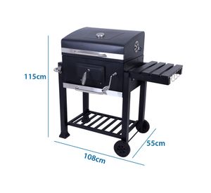 Parrilla carbón IGFLH006 tapa/ruedas negro