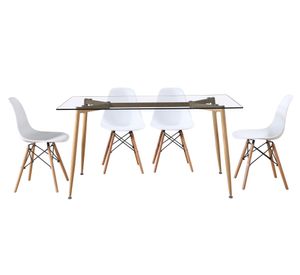 Comedor 4 sillas Dini transparente/blanco M+Design