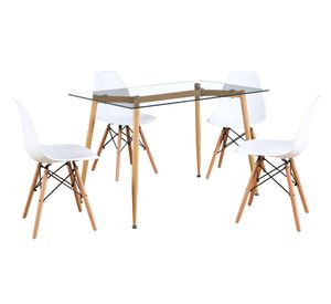 Comedor 4 sillas Dini transparente/blanco M+Design
