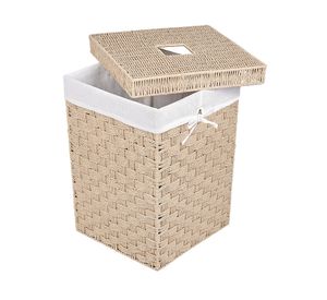 Hamper cuadrado Trenzado natural 80L