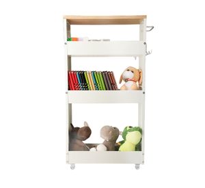 Carro organizador vertical blanco/natural 81.2x50x12.6 cm