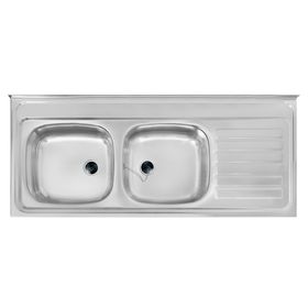 Lavaplatos doble 120.50 2C 1E D inox 15.5x120x50 cm
