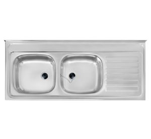 Lavaplatos doble 120.50 2C 1E D inox 15.5x120x50 cm
