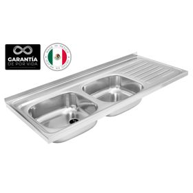 Lavaplatos doble 120.50 2C 1E D inox 15.5x120x50 cm