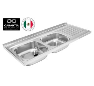 Lavaplatos sobreponer 2C1E derecho combinación 15.5x120x50 cm