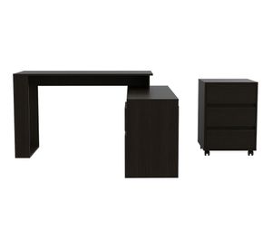Set escritorio + archivador Alteza/Office wengue, negro/wengue TuHome