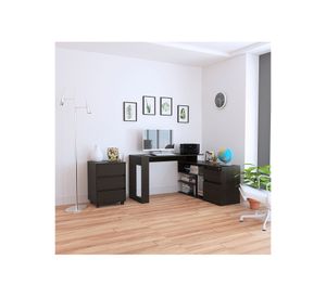 Set escritorio + archivador Alteza/Office wengue, negro/wengue TuHome