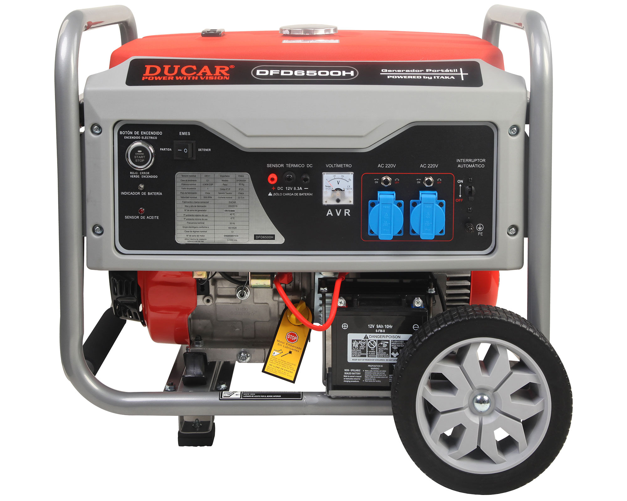 Ducar Generador a gasolina eléctrico/manual DFD6500H Ducar