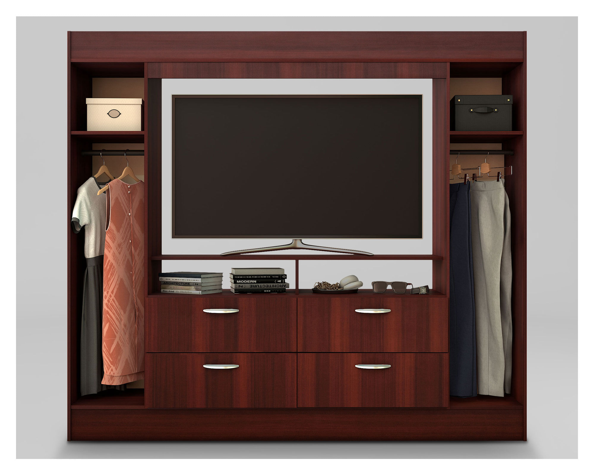 Clóset TV 55'' 2 puertas 4 cajones Baker chocolate Cic | Easy.cl