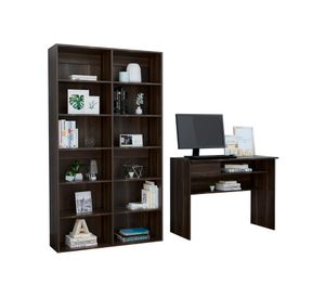 Escritorio 1 cajón Office 5 + biblioteca Office 7 habano TuHome