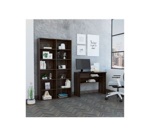 Escritorio 1 cajón Office 5 + biblioteca Office 7 habano TuHome