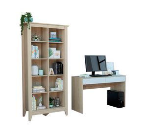 Escritorio 2 cajones Acre + librero Essential rovere/blanco TuHome