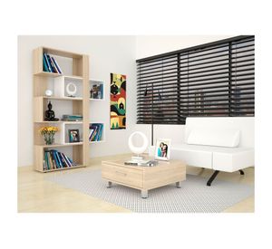 Mesa centro 1 cajón + biblioteca cubo Beijing rovere TuHome