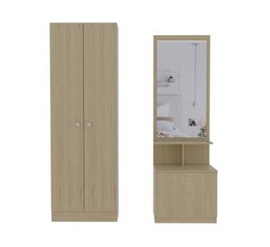 Clóset 2 puertas + velador multifuncional 1 cajón rovere blanco TuHome