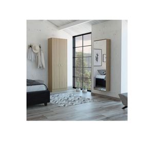 Clóset 2 puertas Home + zapatero 1 puerta con espejo Leto rovere blanco TuHome