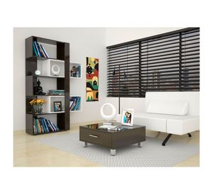 Mesa centro 1 cajón + biblioteca cubo Beijing wengue TuHome