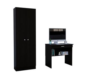 Escritorio Office + clóset oficina 2 puertas wengue/wengue negro TuHome