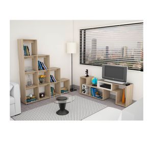 Rack extensible TV 40'' + biblioteca Beijing rovere TuHome