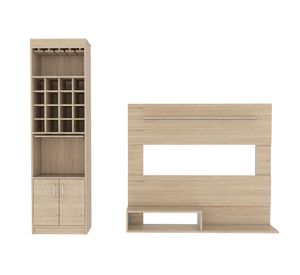 Panel TV 55'' + bar Kava 2 puertas Beijing rovere/blanco TuHome