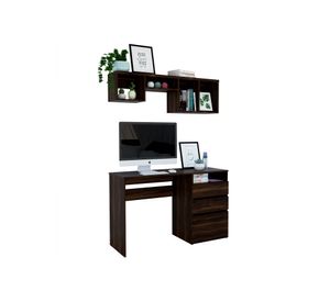 Escritorio 3 cajones Office 7 + repisa Wall 1B habano TuHome