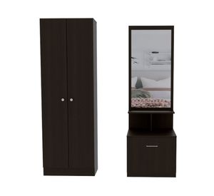 Clóset 2 puertas + velador multifuncional 1 cajón wengue TuHome