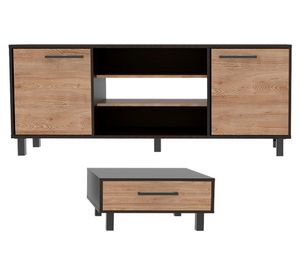 Rack TV 65'' + mesa de centro Kaia wengue/miel TuHome