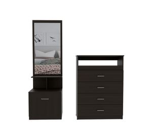 Cómoda TV 32" 4 cajones + velador multifuncional 1 cajón wengue TuHome