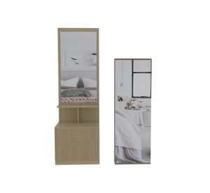 Velador multifuncional 1 cajón + zapatero 1 puerta rovere blanco TuHome