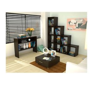 Mesa centro + biblioteca escalera + arrimo Beijing wengue TuHome