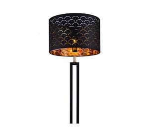 Lámpara pie 1L E27 rombos negro gold Abitare