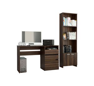 Escritorio 3 cajones Office 7 + biblioteca 2 puertas Office 5 habano TuHome