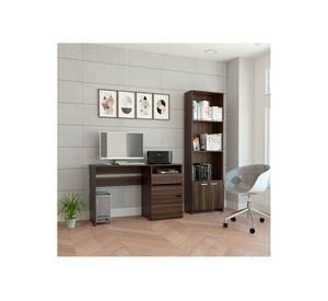 Escritorio 3 cajones Office 7 + biblioteca 2 puertas Office 5 habano TuHome