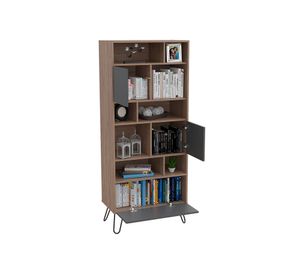 Rack TV 55'' + biblioteca Vassel miel/plomo TuHome